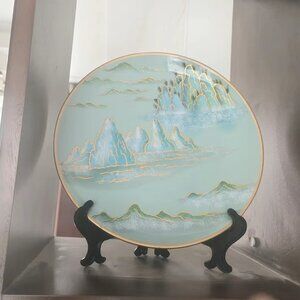 Light Blue Landscape Decorative Ceramic Plate